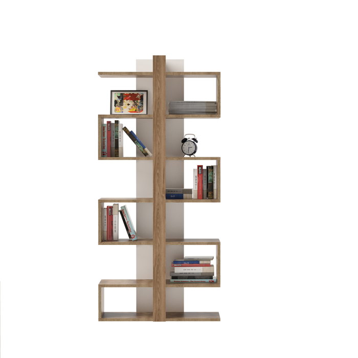 Hanah Home Estantería de Roble Moderna 78x170x29.5 cm, 100% Tablero Partículas Recubierto Melamina, Color Sólido